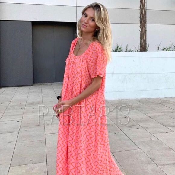 ZARA BOHO PRINTED CHEVRON MIDI DRESS - Picture 4 of 10